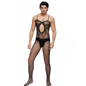 Men's Bodystocking, Spaghetti Strap, BLK, ONE SIZE